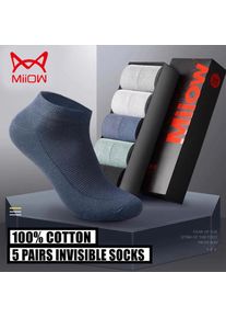 MiiOW 5 Pairs/Lot Cotton Ankle Mesh Sock Set Sports Summer Breathable Male Cut Short Sokken Invisible Socks for Men Gift