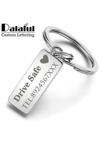 Custom Engraved Keychain For Car Logo Name Stainless Steel Personalized Gift Customized Anti-lost Keyring Key Chain Ring P009