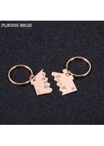 Personalized Cartoon House Family Keychains Customized Initials Couple Keychain His And Hers Key Ring For Husband Wife Gifts