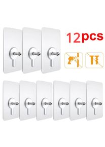 12Pcs Wall Hanging Seamless Nails Screw Stickers Punch-Free Wall Hooks for Photo Frame Painting Clock Non-Trace Adhesive Nails