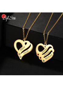 Sifisrri Personalized Custom Birthstone Engrave Family Name Necklace for Women Stainless Steel Choker Unisex Jewelry Gift