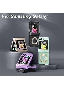 Handy Hülle Handyhüllen Für Samsung Galaxy Z Flip 5 Magnetischer Adsorptionsfall und Displayschutzfolie Bling Strass Kristalldiamant PC
