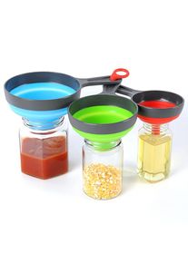 3Pcs/Set With 3 Size Kitchen Funnel Silicone Folding Telescopic Funne Powder Liquid Wide Mouth Jam Funnel Kitchen Utensils