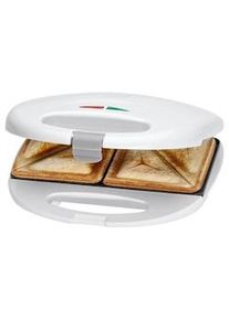 Clatronic ST3477 Sandwichera, 2 Sandwiches, Placas Antiadherentes, Regulador Temperatura, Tostado Perfecto, Blanco