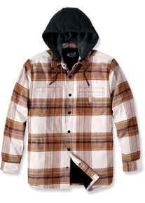 Carhartt Rugged Flex Flannel Fleece, stoffen jas , kleur: Lichtbruin/Beige/Zwart , maat: S