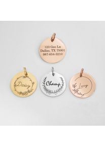 Custom Engraved Name Date Round Coin Stainless Steel Personalized ID Tag Accessory Jewelry Pendant Fit for Bracelet Necklace