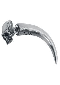 Alchemy Gothic - Gothic Ear Stud - Tomb Skull Horn - zilverkleurig