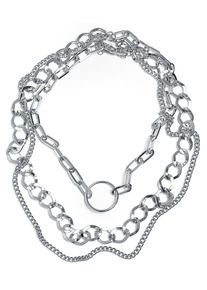 Urban Classics Halsketting - Ring Layering Necklace - voor Vrouwen - zilverkleurig