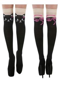 Pamela Mann Cat Over The Knee Socks with Tail Overknees schwarz