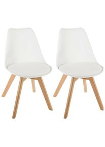 Atmosphera - Lot de 2 chaises style scandinave baya blanc - Blanc