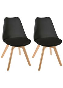 Atmosphera - Lot de 2 chaises style scandinave baya noir - Noir