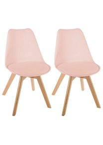 Atmosphera - Lot de 2 chaises style scandinave baya rose poudré - Rose