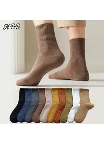 HSS 95% Combed Cotton Socks Men Business Dress Long Socks Casual Solid Color Spring Summer Black White Sock For Male Comfortable