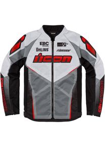 Icon Hooligan U-Bolt, veste en textile , couleur: Noir/Gris/Gris Clair/Rouge , taille: S