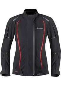 GERMOT MotoQueen, veste textile imperméable pour femmes , couleur: Noir/Rouge , taille: 48