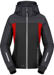 Spidi Hoodie II, textieljas H2Out vrouwen , kleur: Zwart/Donkergrijs/Neon-Rood , maat: XL