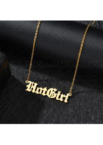 Old Englise Nameplate Custom Necklace Stainless Steel Custom Personalized Pendants Gold Rose Steel Necklaces For Women Gifts