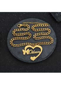 Personalized Butterfly Nameplate Necklace Half Heart Couple Family Love Customized Double Name Necklaces For Women Jewelry Gifts