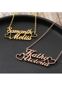 Personalized Couple Custom Double Name Necklaces Stainless Steel Jewelry for Women Pendant Mens Gold Chains Valentines Day Gifts