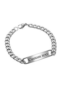 Custom Logo Inscription Engrave Stainless Steel Bracelet Women Personalized For Men Id Bracelet Dropshipping