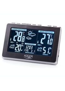ADLER AD 1175 Estación Meteorológica Temperatura y Humedad Interior y Exterior, Sensor Inalámbrico, Pronóstico de Tiempo, Indicador Fecha Hora, Alarma