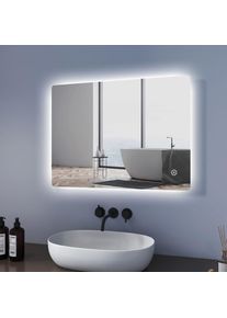 Miroir de Salle de Bain led Miroir Mural d'éclairage 80x60cm, illumination cosmétique Miroir Interrupteur Tactile - Meykoers
