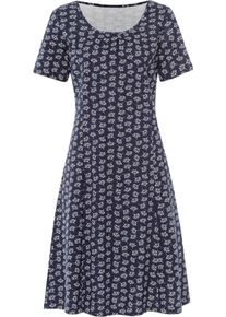 Dames Jersey jurk marine/ecru geprint Maat 48