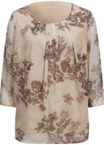 Damen Schlupf-Bluse in Chiffon-Qualität sand-dunkeltaupe-bedruckt Größe 38