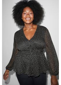 C&A Clockhouse-Chiffon-Bluse-gepunktet, Schwarz, Taille: 46