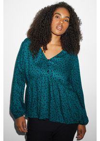 C&A Clockhouse-Bluse-geblümt, Blau, Taille: 56