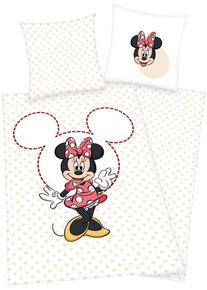 Micky Mouse Mickey Mouse Minnie Maus Bettwäsche rosa/weiß