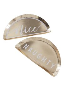 Ginger Ray 8 piatti di Natale dorati Naughty & Nice