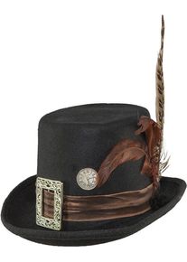 Orlob Steampunk Retro Hög Hatt Med Fjädrar