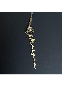 Personalized Name Necklace With Birth Flower Lily Rose Daisy Iris Necklaces for Women Custom Name Stainless Steel Jewelry Gift