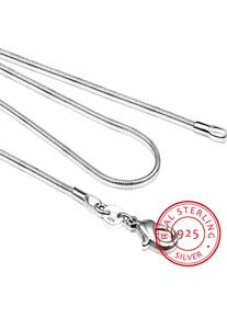 Long 16-28inch (40-80cm) 100% Authentic Solid 925 Sterling Silver Chokers Necklaces 1mm Snake Chains Necklace for Women CN001