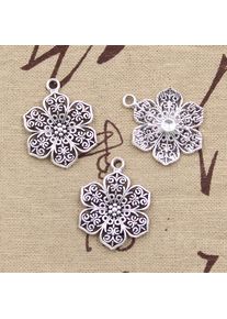 12pcs Charms Flower 32x24mm Antique Bronze Silver Color Plated Pendants Making DIY Handmade Tibetan Bronze Silver Color Jewelry