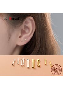 La Monada Sterling Silver Stud Earrings Women Two Ball Fine 925 Silver Jewelry Woman Earrings Stud Silver 999 Keep Piercing Nut