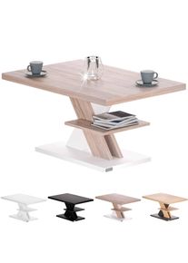 Casaria® Tavolino salotto Detroit 90x45x60cm bianco/quercia moderno
