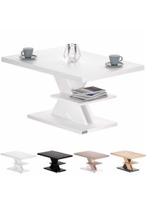 Casaria® Tavolino salotto Detroit 90x45x60cm bianco design moderno