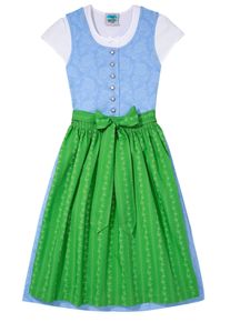 Turi Landhaus Dirndl, (3 Tlg.) Mit Traditionellem Muster blau, Größe 110 - N-Gr, Trachtenmieder zum Knöpfen