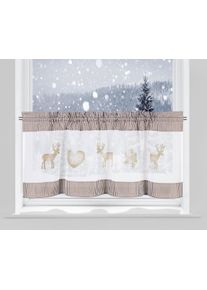 my home Scheibengardine »Elk«, (1 St.), Airbrush Mit Weihnachtlichen Motiven beige, Größe 30 cm , transparent