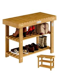 Casaria® Meuble à chassures et banc 70cm 2en1 en bois d'acacia dur