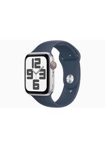 Apple Watch SE (2023) GPS + Cellular 44mm - Silver Aluminium Case with Storm Blue Sport Band - M/L