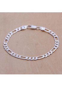STAMPED 925 Wedding nice gift Silver Plated 6MM chain men women Jewelry fashion beautiful Bracelet free shipping