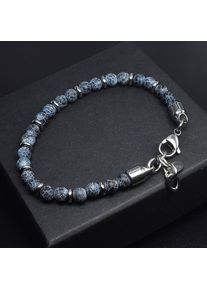 New Matte Map Stone Bracelet Metal Wrist Chain Jewelry Yellow Tiger Eye Volcanic Stone Beaded Bracelet Men Personality Jewelry