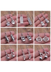 Musical Jewelry Earrings Musical Note Microphone Drum Guitar Violin Shaped Dangle Drop Earrings For Girls Women