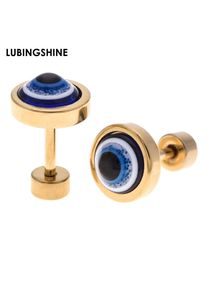 Stainless Steel Stud Earrings Gold Black Silver Color Evil Eye Round Earrings for Women Fashion Piercing Body Jewelry Brincos
