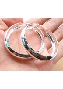 Wholesale High Quality Jewelry 925 50MM jewelry silver plated Smooth Circle Earrings for Women best gift
