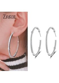 ZAKOL Trendy Big Round Crystal Circle Hoop Earrings for Women Fashion Cubic Zirconia Bridal Wedding Party Accessories Jewelry