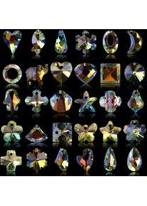 Shiny AB Color Crystal Heart/Drop/Oval/Cross Charms Pendant Glass Loose Spacer Beads for Jewelry DIY Making Necklaces Earrings